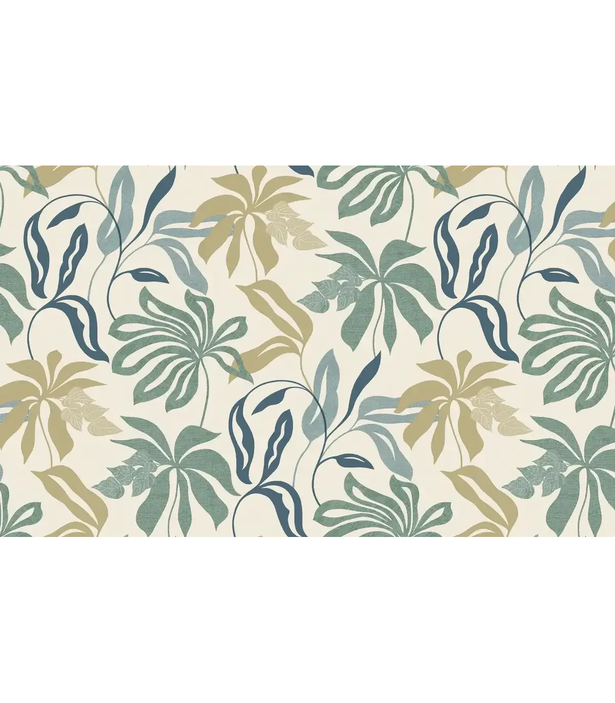 Papel pintado hojas grandes gris denim camel fondo blanco Spring Empapelarte