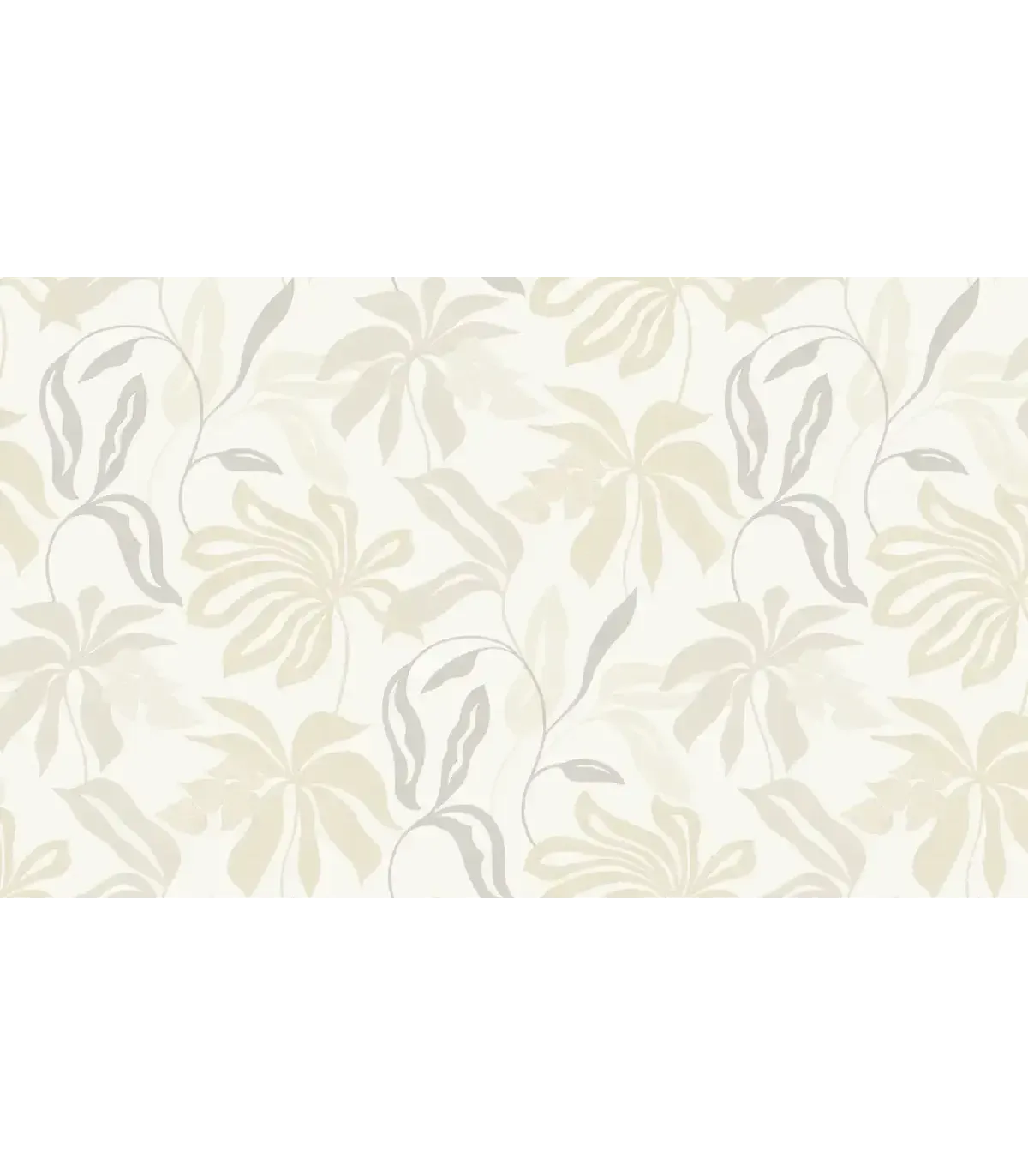 Papel pintado hojas grandes gris ceniza y camel fondo blanco colec Spring Empapelarte