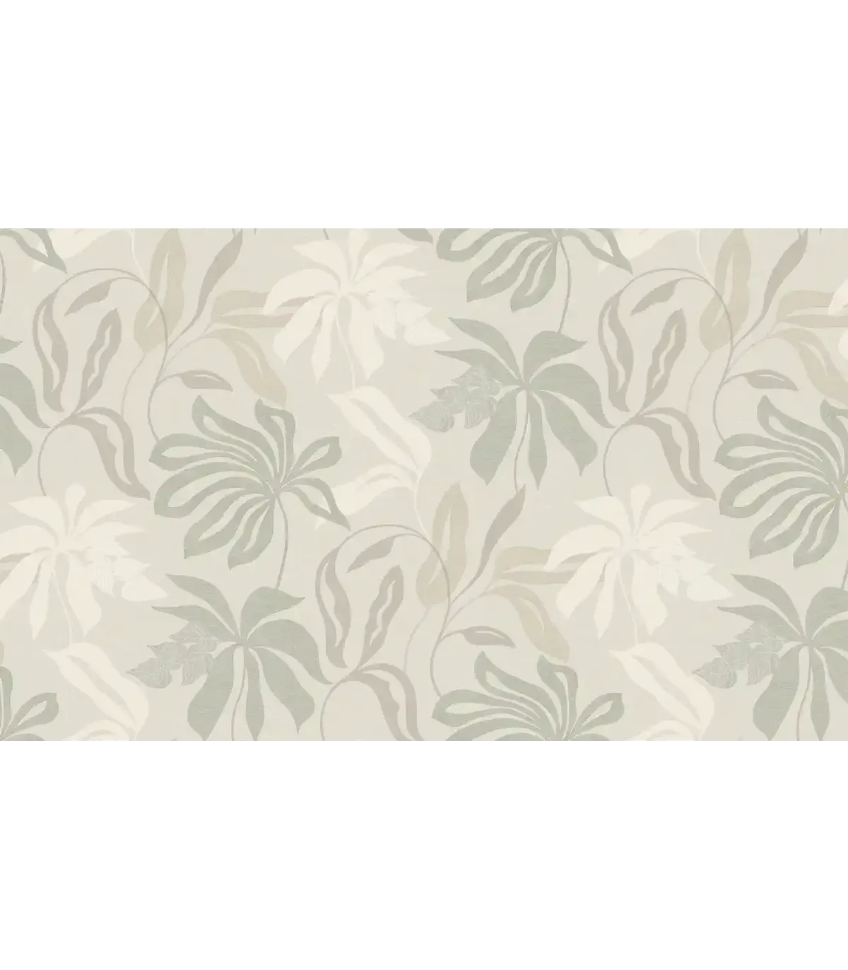 Papel pintado hojas grandes gris verde greige mate colección Spring Empapelarte