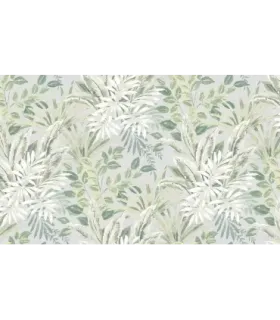 Papel pintado hojas verdes fondo gris azulado mate colección Spring Empapelarte