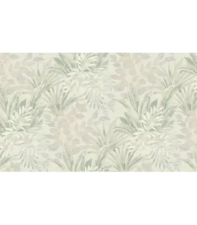 Papel pintado hojas verde grisáceo y gris azulado fondo blanco Spring Empapelarte